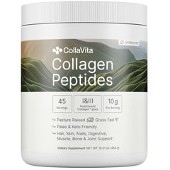 Collagen peptides powder bottle, grass-fed, pasture-raised, 16 oz