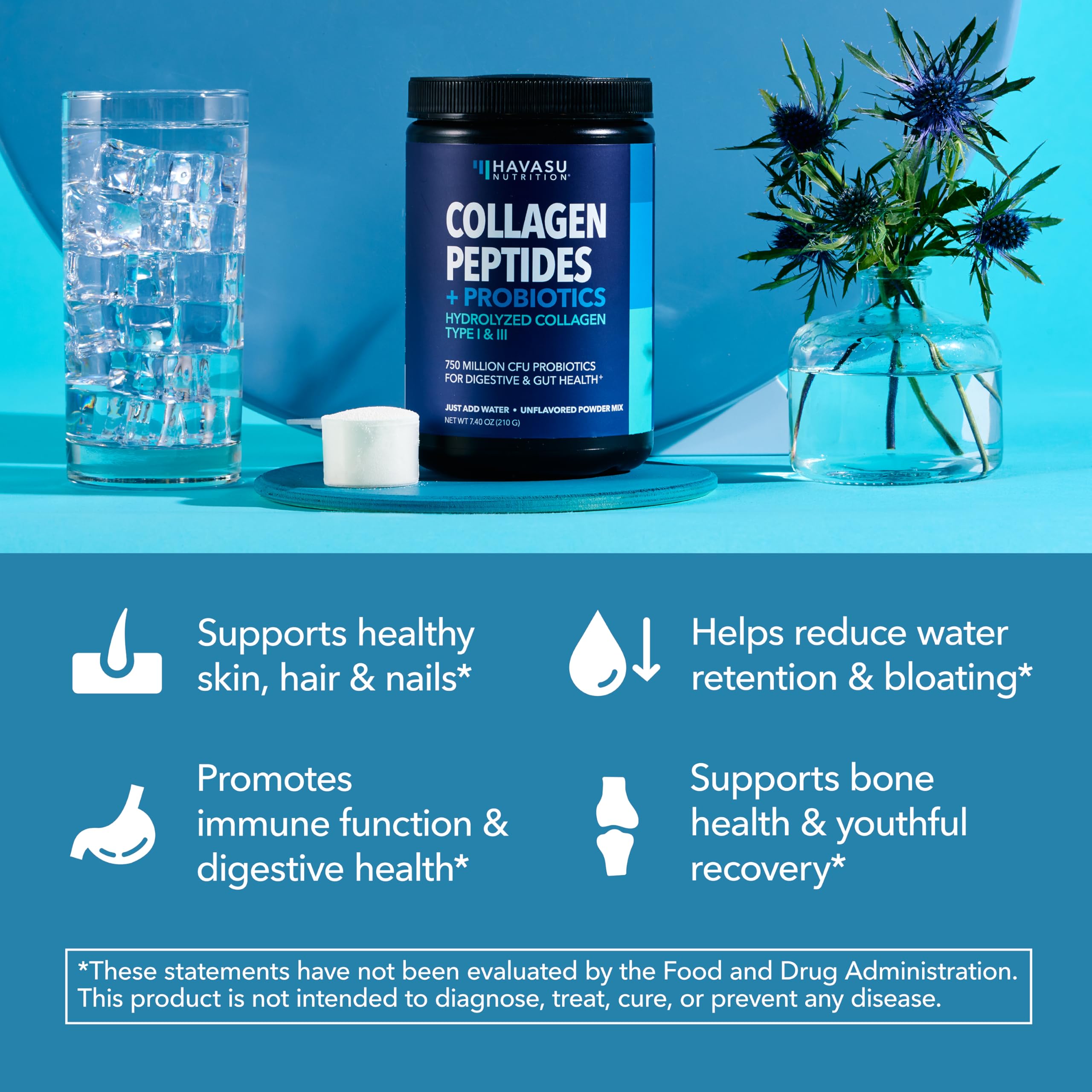 Product packaging with spoon and powder