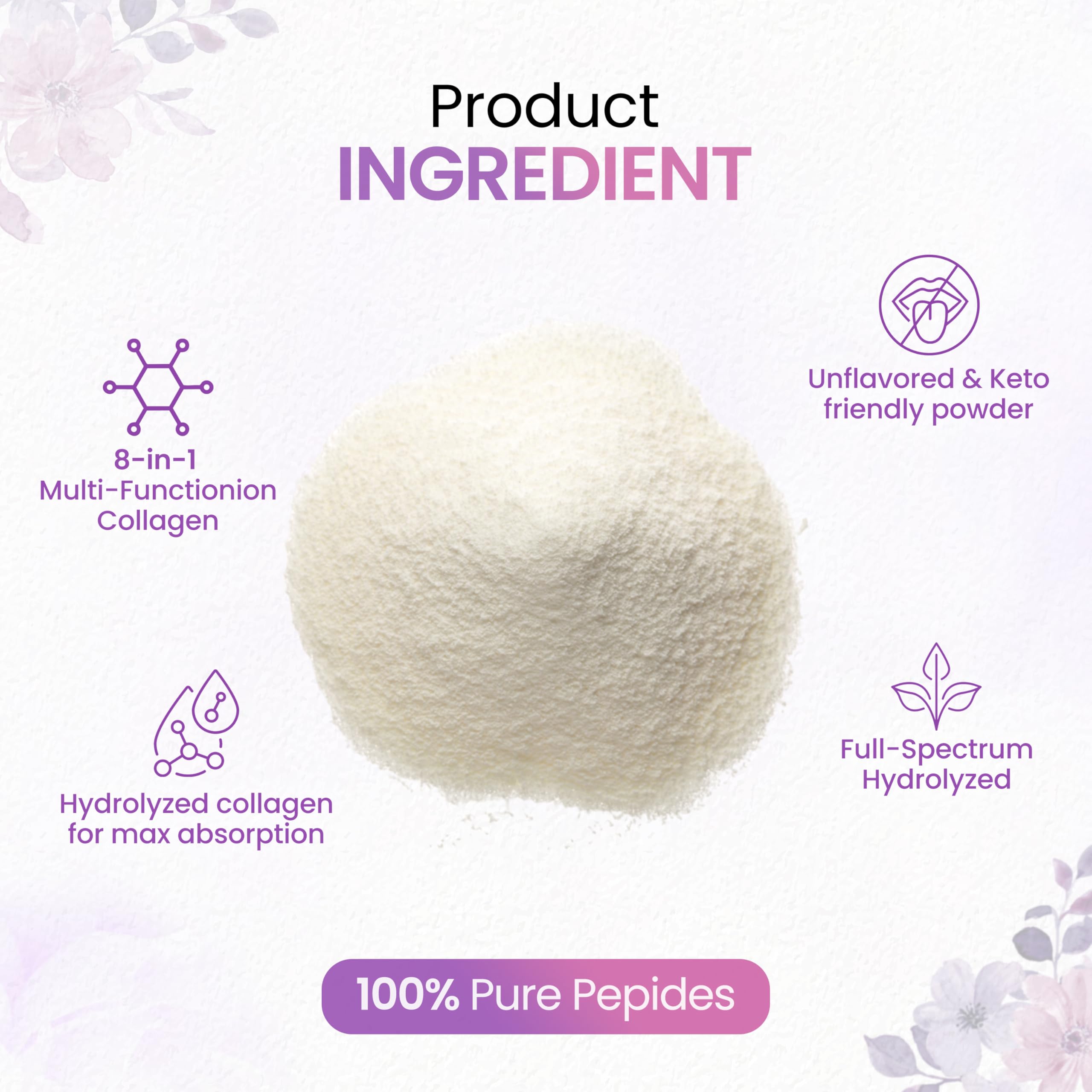 Unflavored collagen powder with a scoop dissolving in liquid