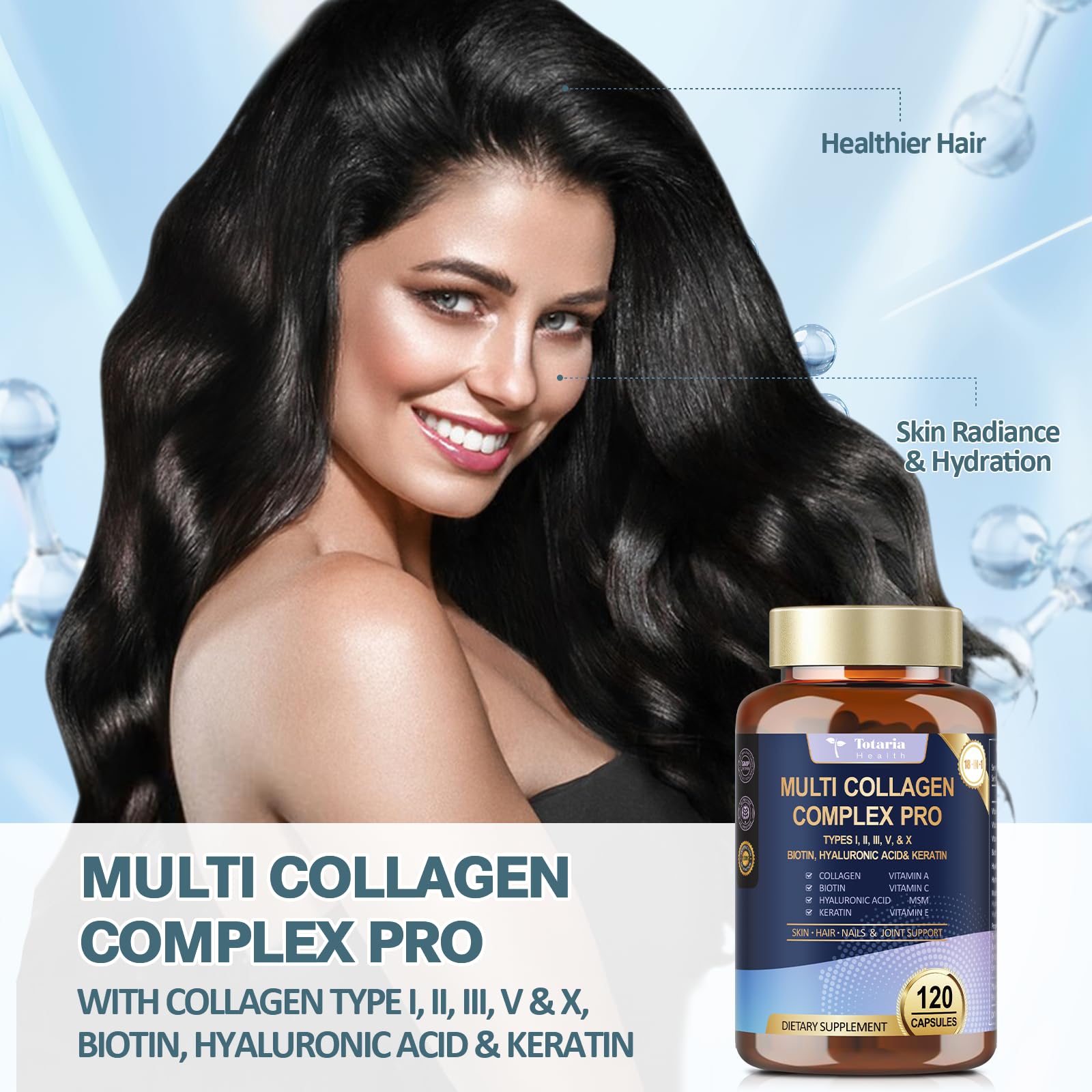 Label highlighting Multi Collagen Complex 1500 mg per serving