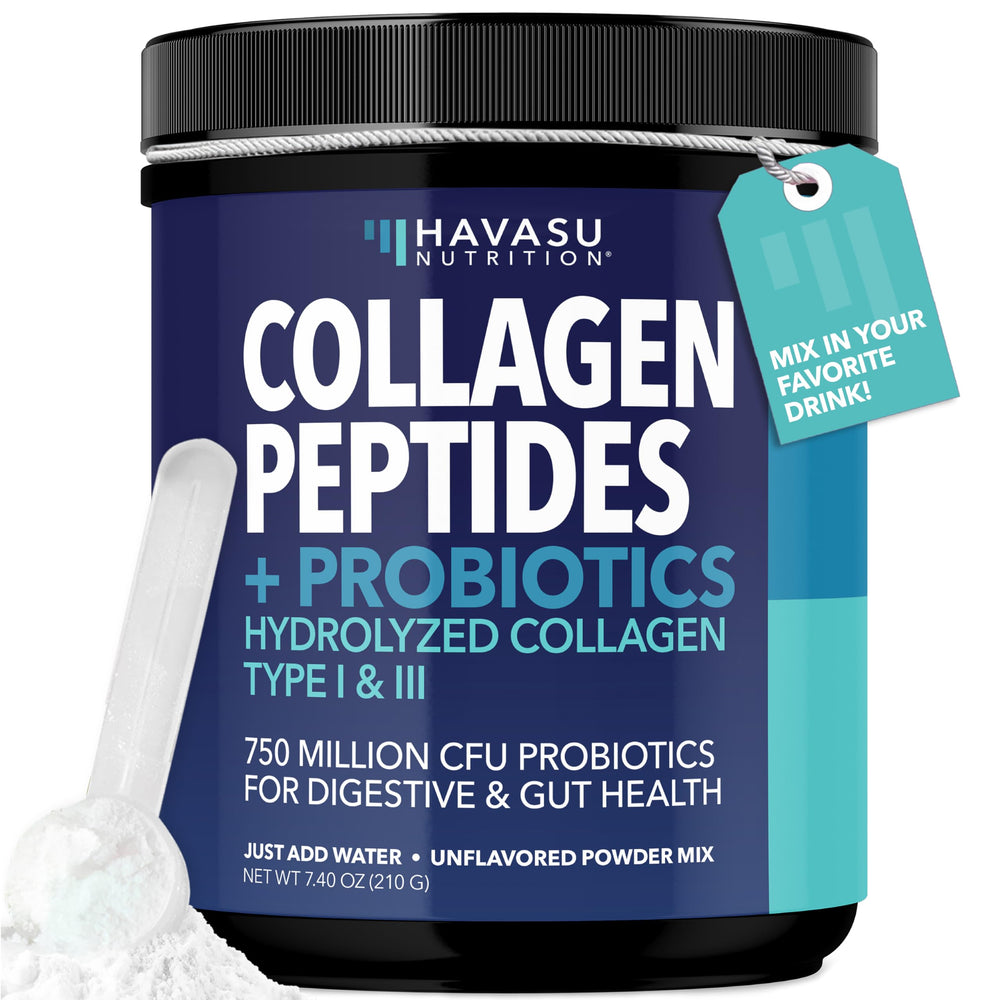 Grass-fed collagen peptides bottle with probiotics
