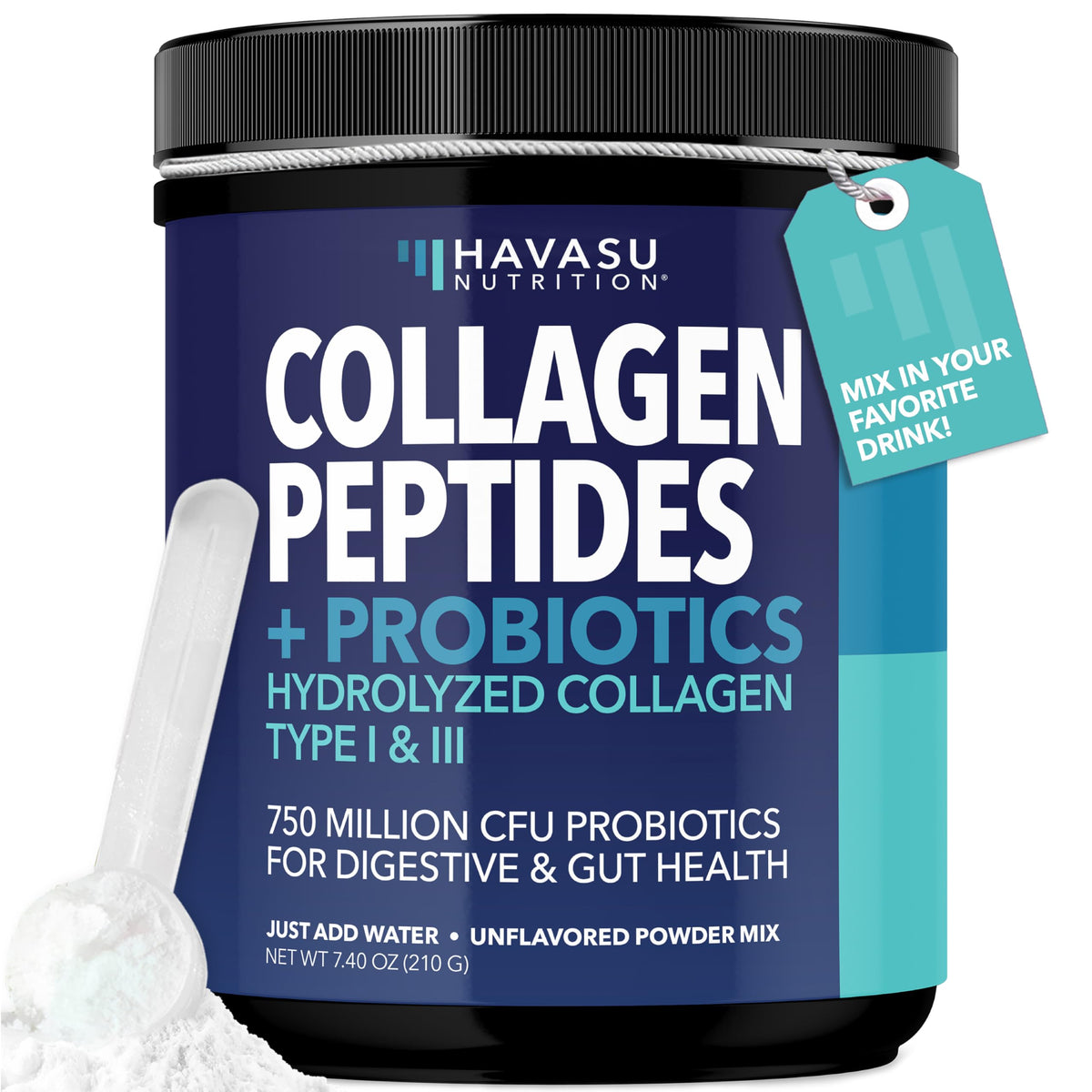 Grass-fed collagen peptides bottle with probiotics
