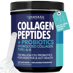 Grass-fed collagen peptides bottle with probiotics
