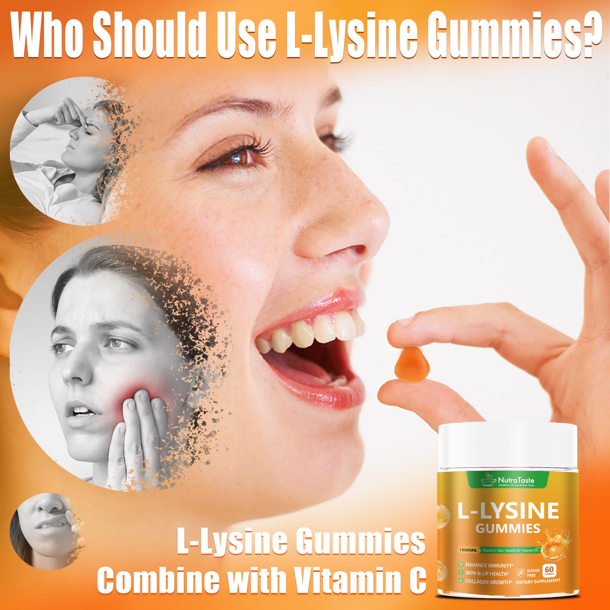 Concept of collagen support with lysine gummies