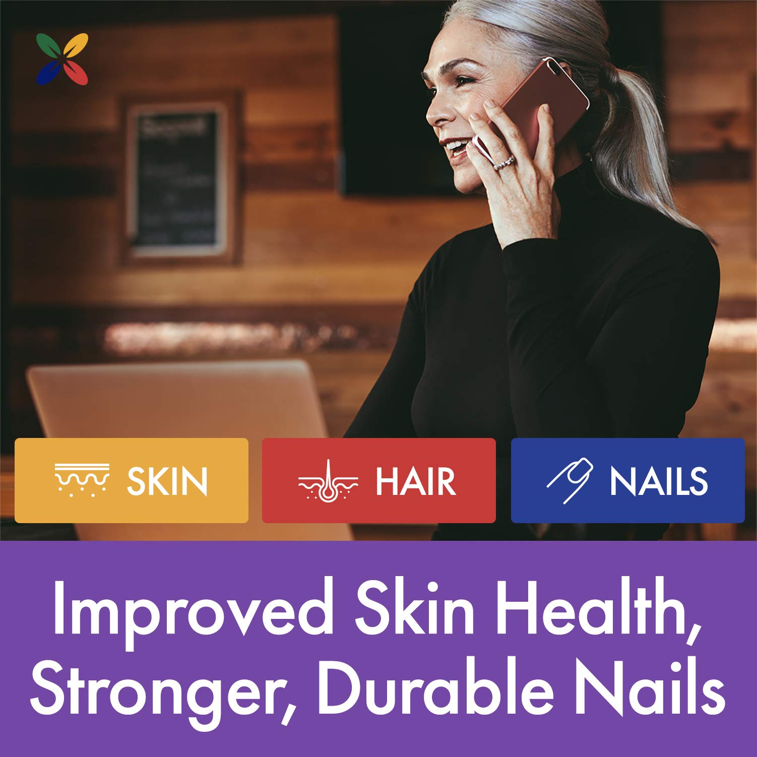 Hyaluronic acid and collagen peptides components