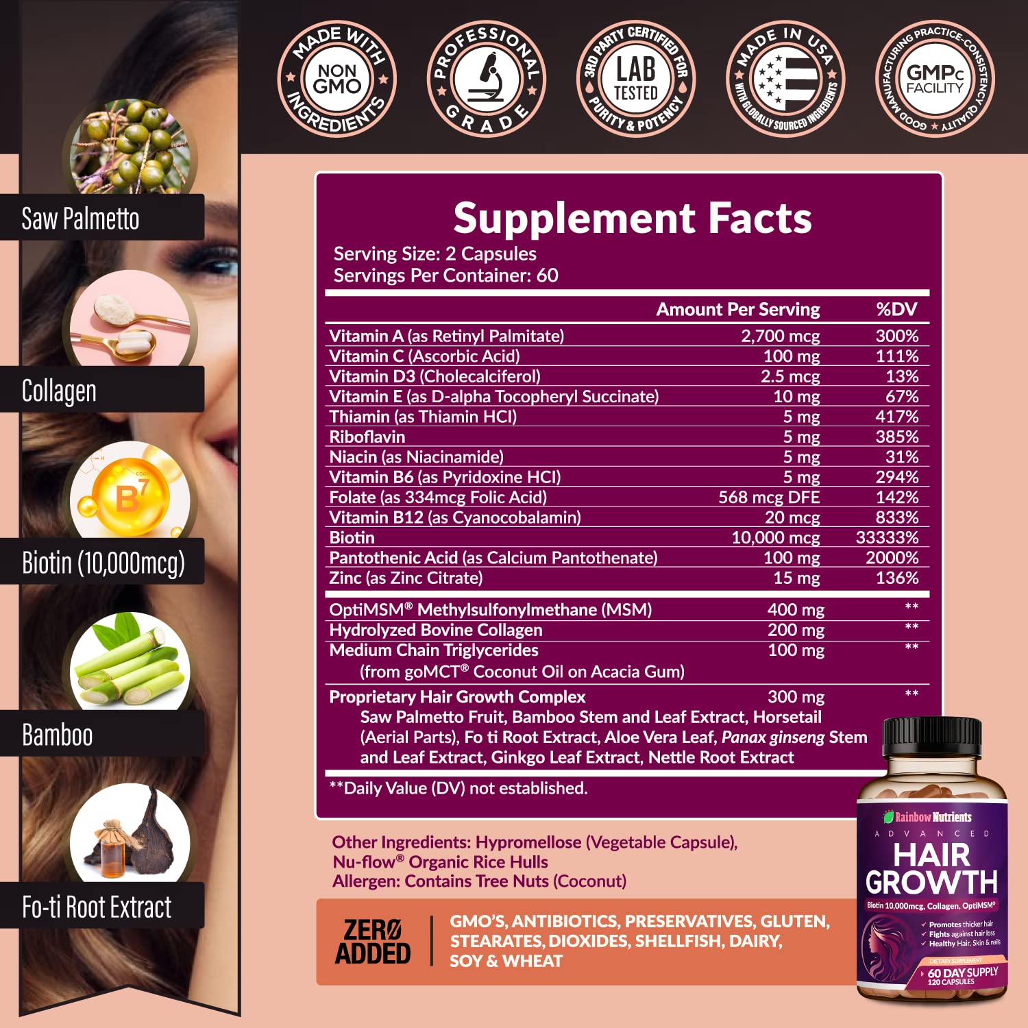 Collagen and OptiMSM with goMCT for hair health