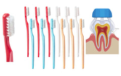 Close-up of Collis Curve soft 3-sided toothbrush head showing tri-surface design