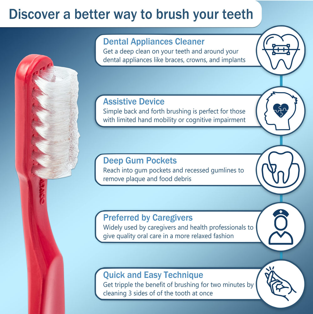 Front view of Collis Curve toothbrush designed for braces