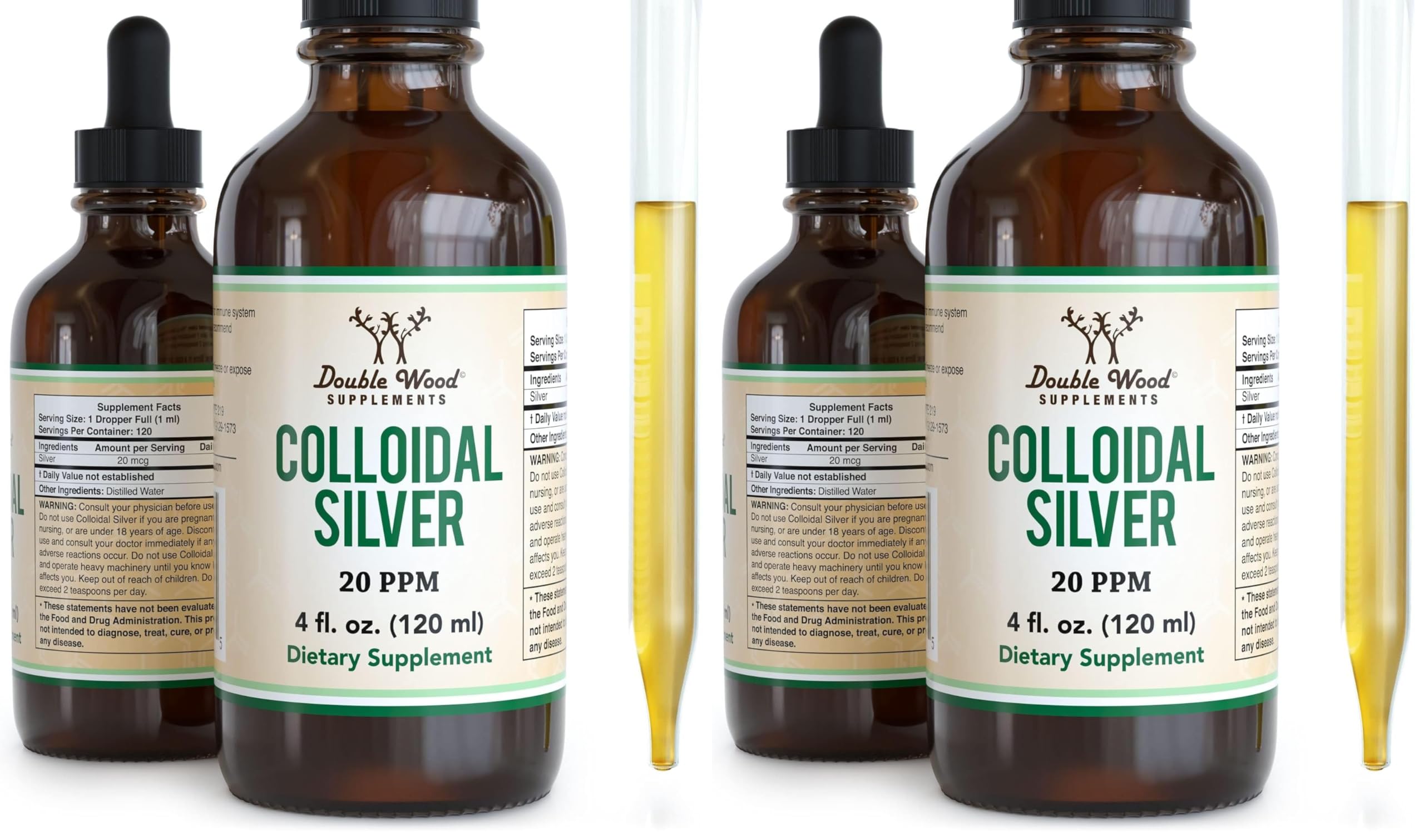 Colloidal Silver Liquid 20 PPM bottle with dropper