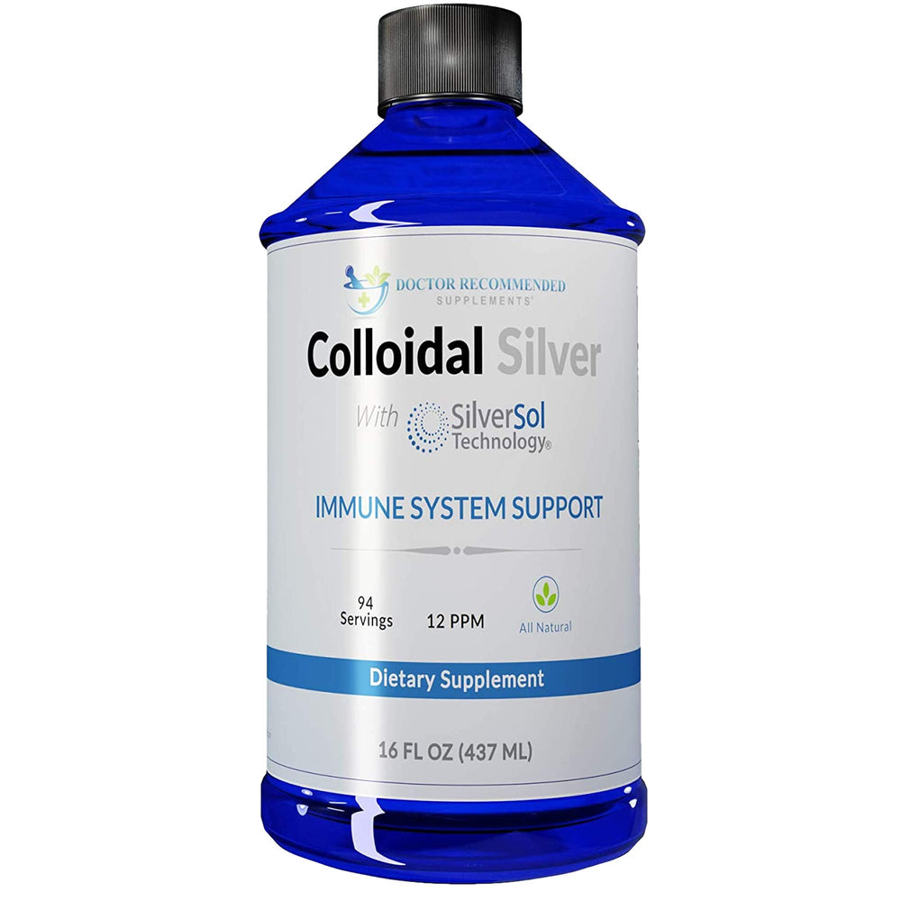Front view of Colloidal Silver Liquid 12 PPM 16 oz bottle