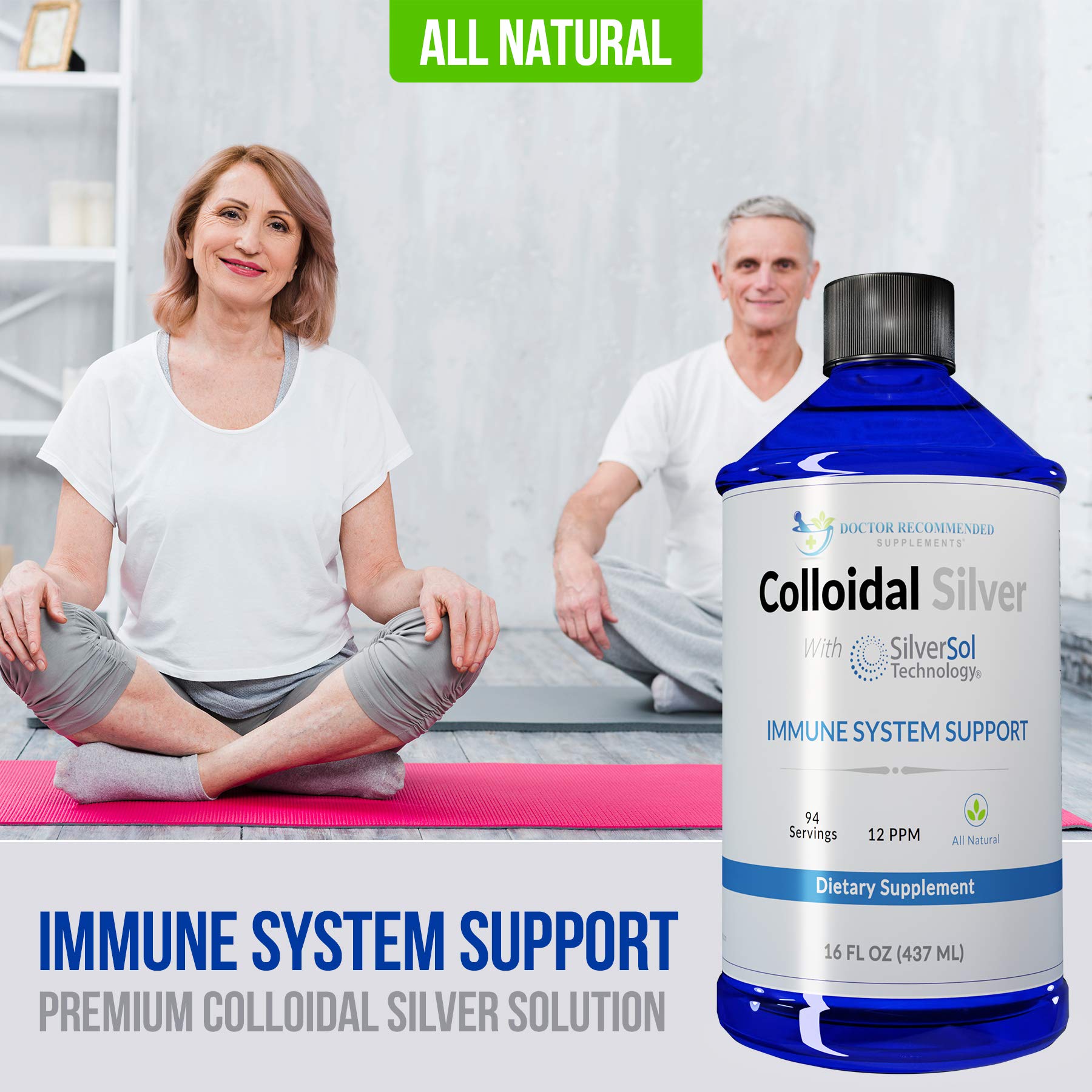 All-natural, vegan colloidal silver liquid for immune support