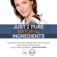 Close-up of label showing 30 PPM on colloidal silver bottle