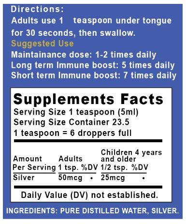 Fine mist spray nozzle on colloidal silver spray bottle