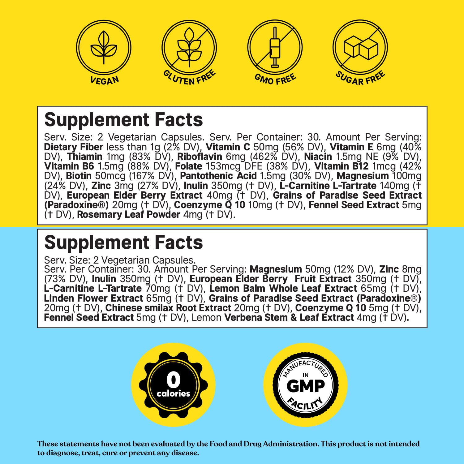 60 vegan capsules per container of ColonBroom Day & Night