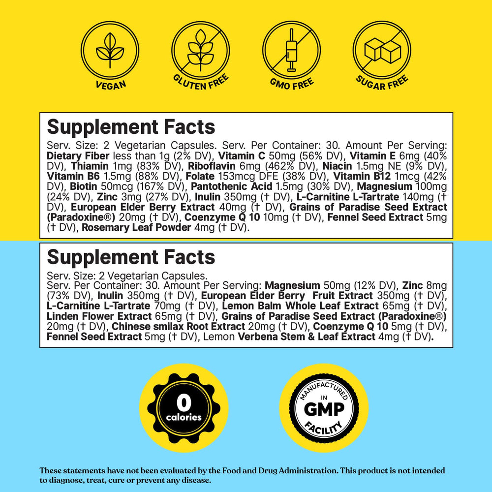 60 vegan capsules per container of ColonBroom Day & Night