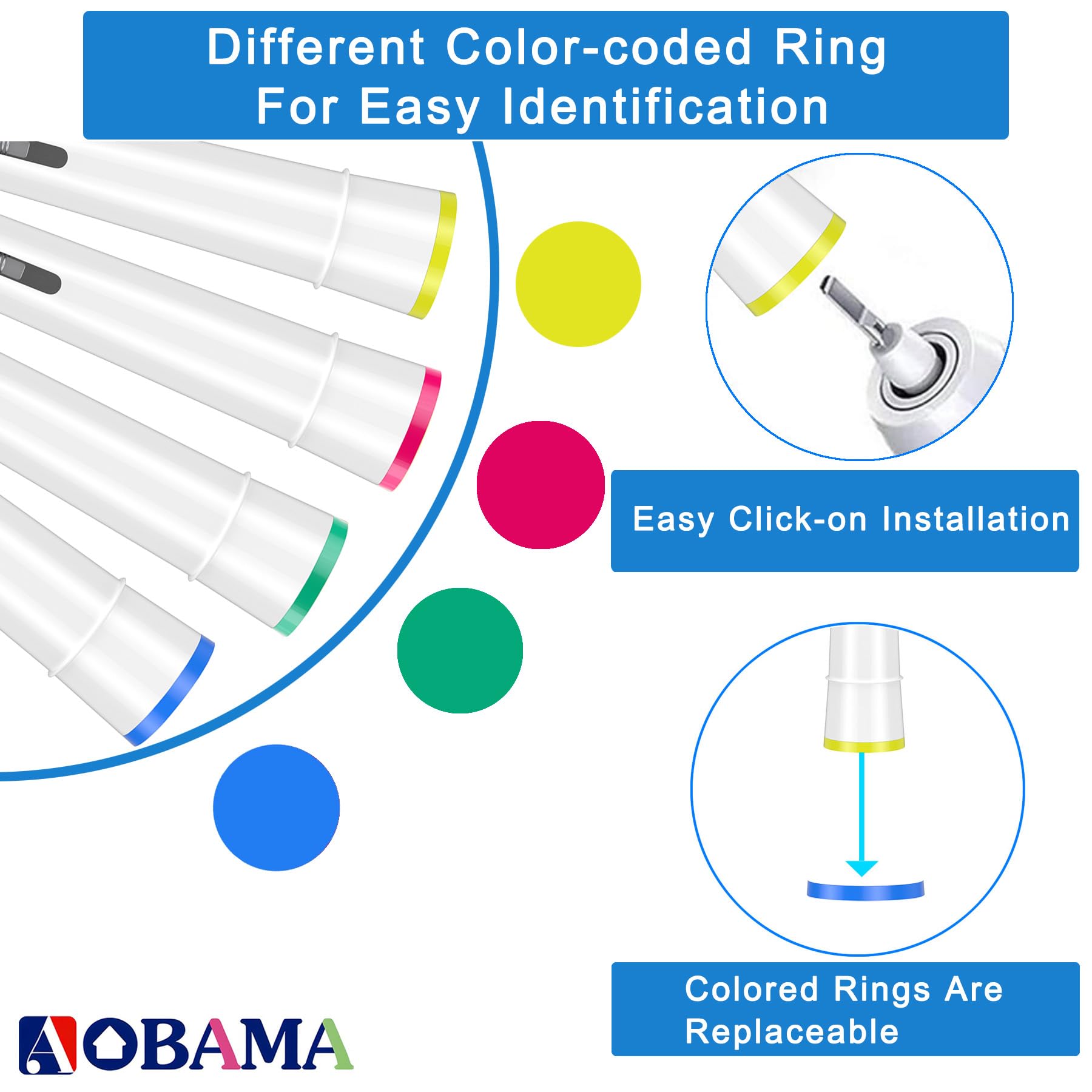 Color-coded replacement heads for family use