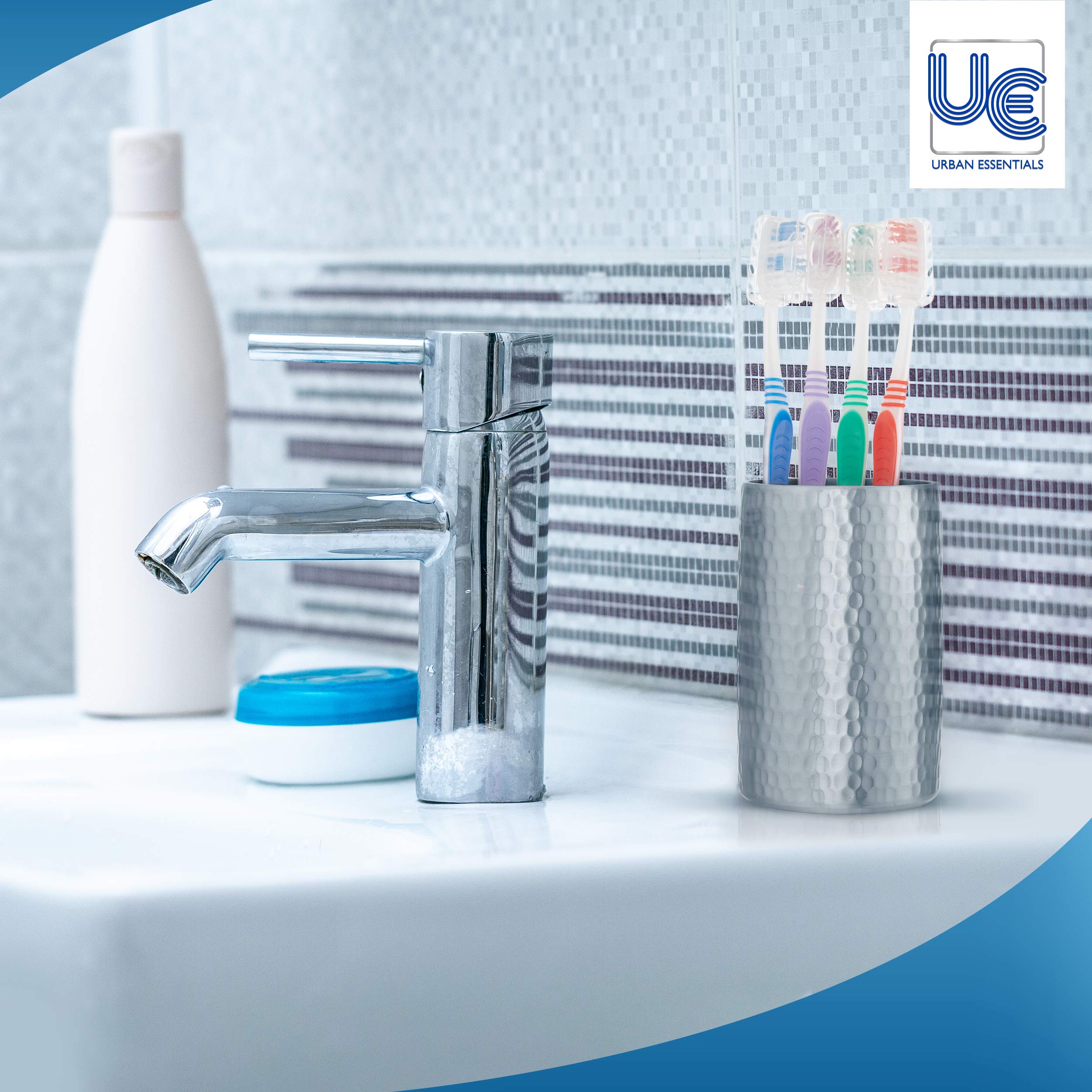 Colorful toothbrushes with hygienic caps