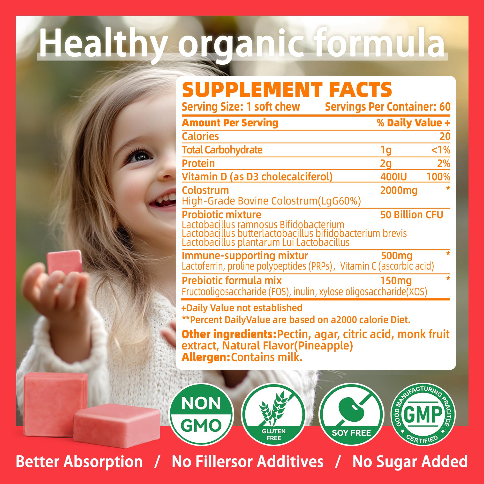 60 individually wrapped colostrum chews