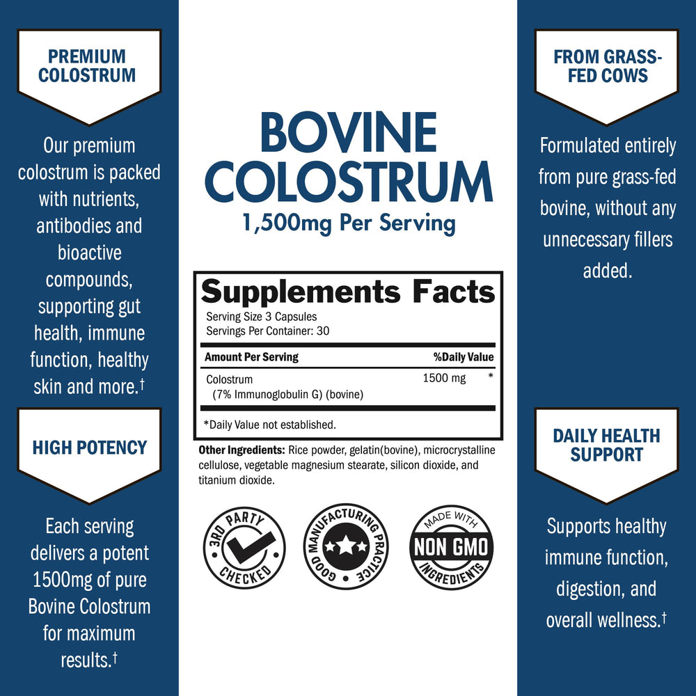 Colostrum with 7% IgG, non-GMO and gluten-free