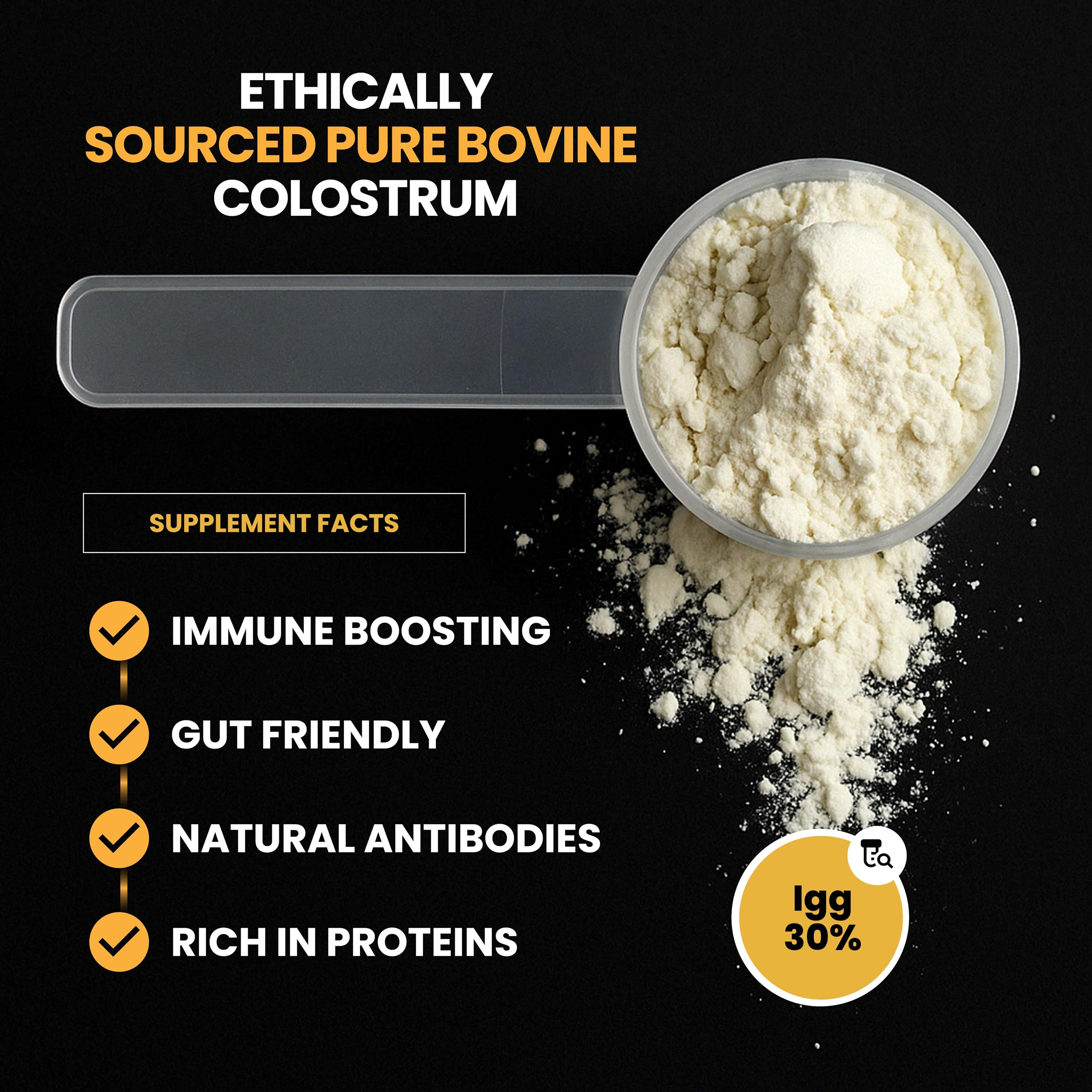 Close-up of fine white colostrum powder texture