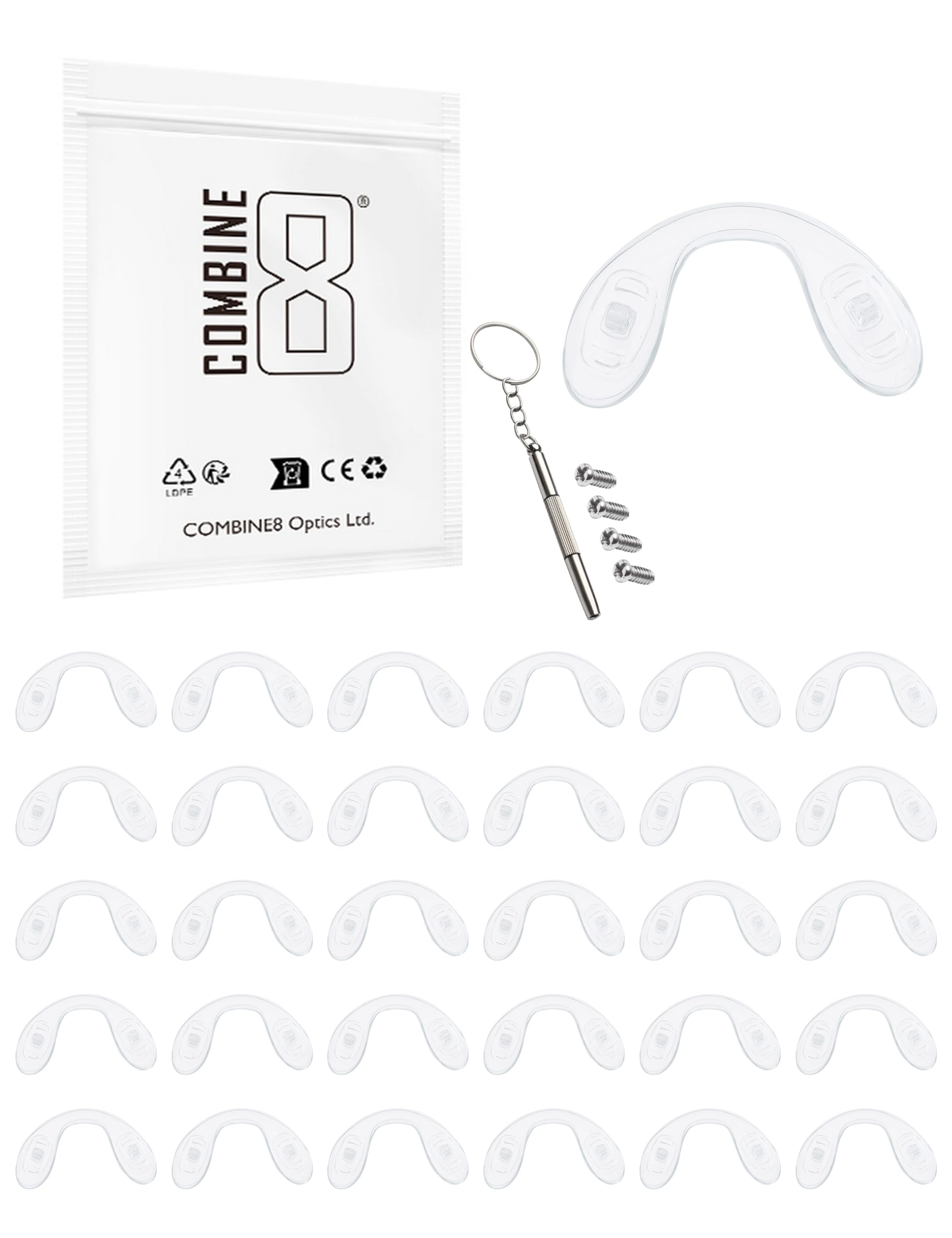 Boxed Combine8 30 piece U-shaped eyeglasses nose pads set