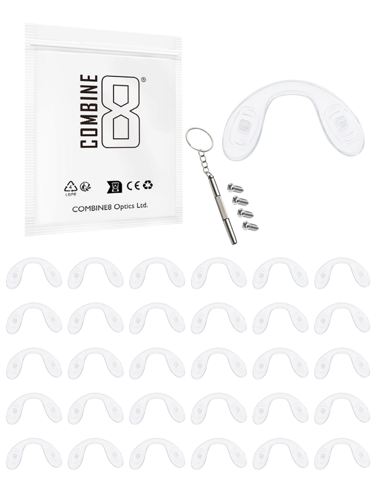 Boxed Combine8 30 piece U-shaped eyeglasses nose pads set