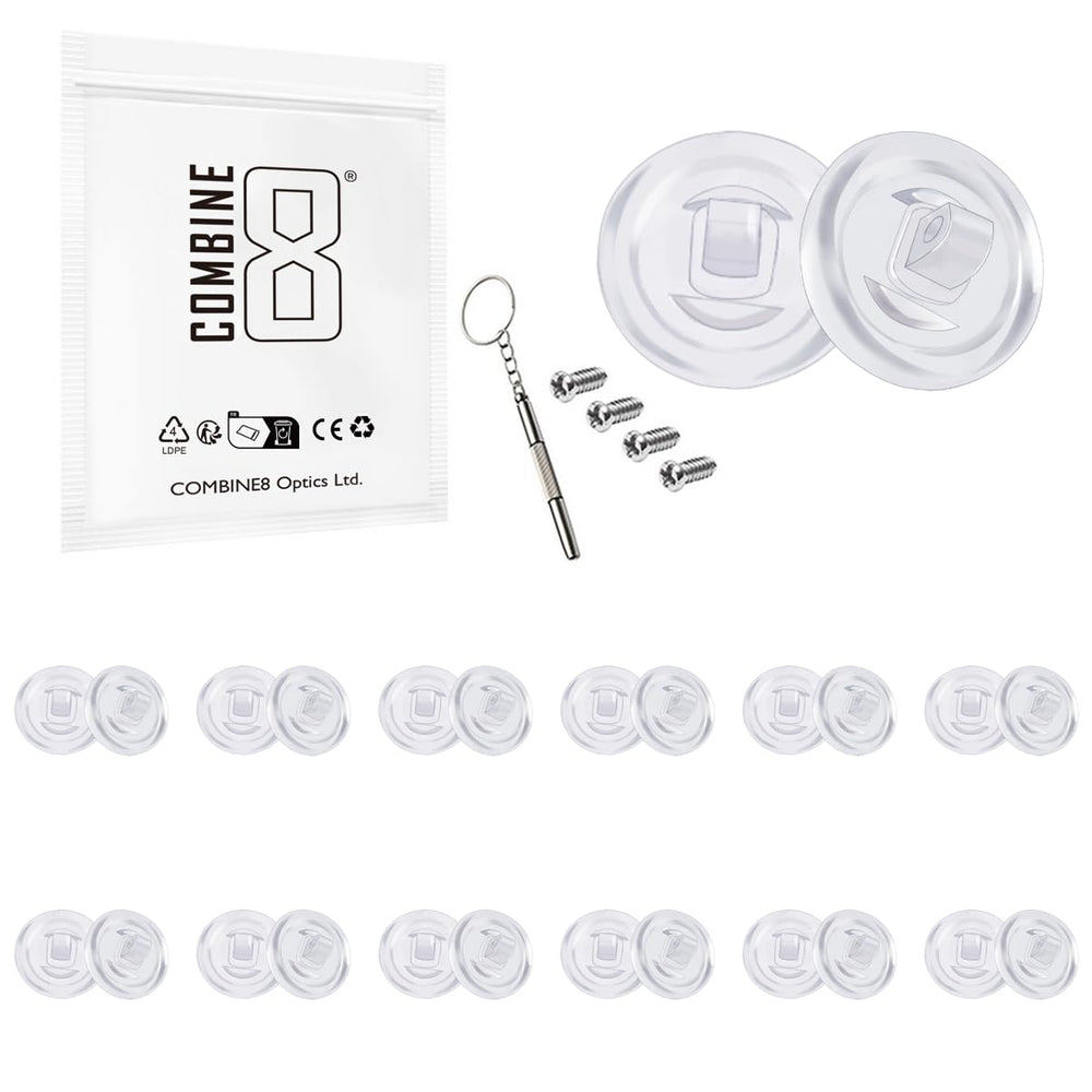 Combine8 Eyeglass Nose Pads 12 Pairs - Clear Soft Silicone Anti-Slip Replacement for Glasses