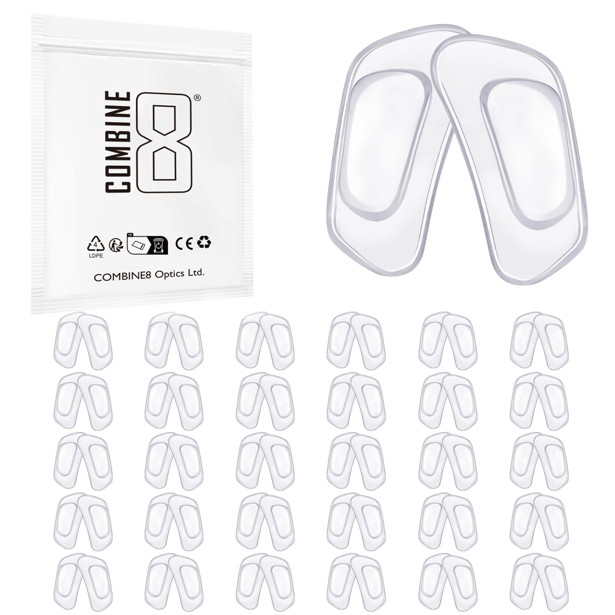 Combine8 30 Pairs Clear Soft Silicone Eyeglass Nose Pads – Universal Fit