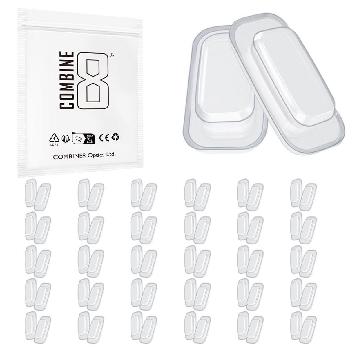 Combine8 White Soft Silicone Nose Pads 30 Pairs Anti-Slip Air Chamber