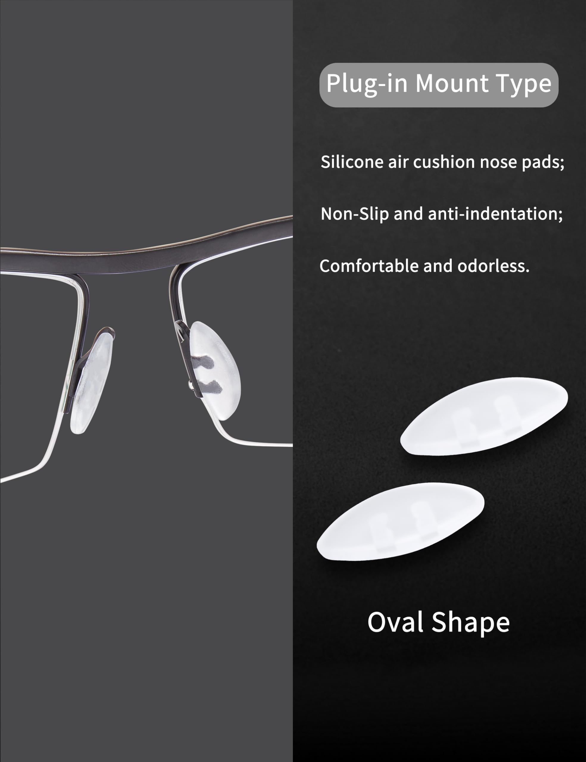 Nose pads compatible with most glasses (universal compatibility)