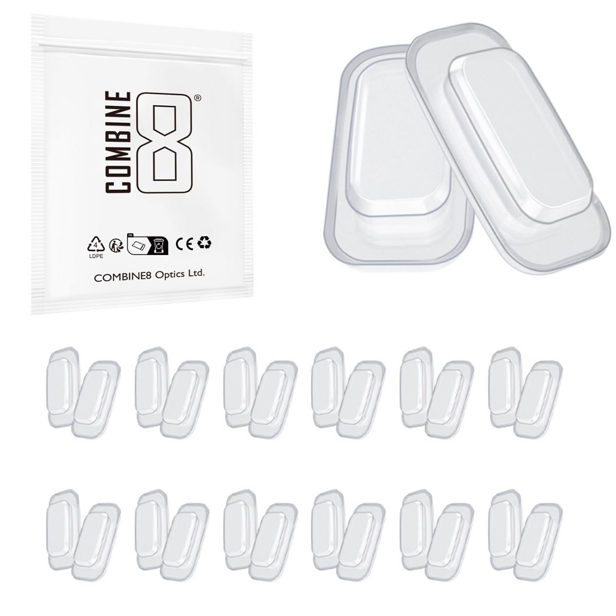 Combine8 12-pair white silicone eyeglasses nose pads, anti-slip