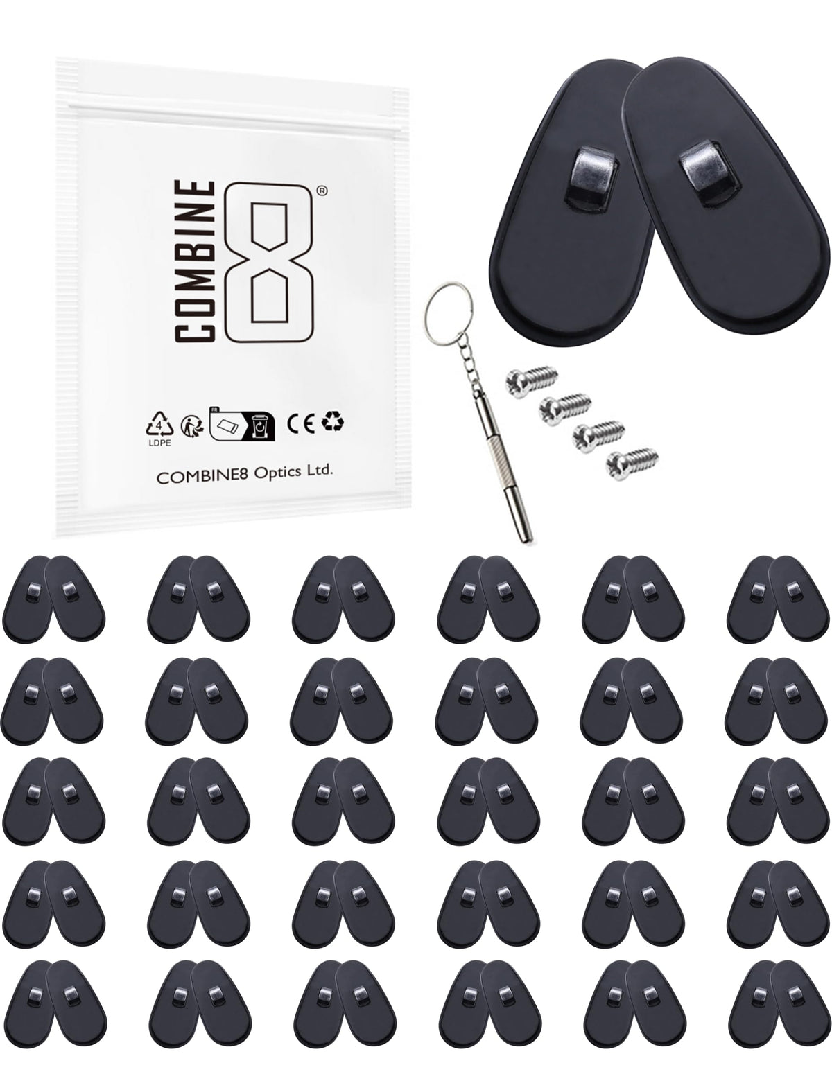 Combine8 30 pairs of black silicone eyeglass nose pads