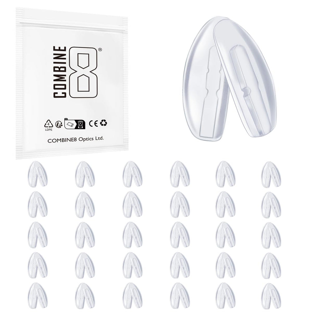 Combine8 clear soft silicone eyeglass nose pads (30 pairs) for glasses and sunglasses