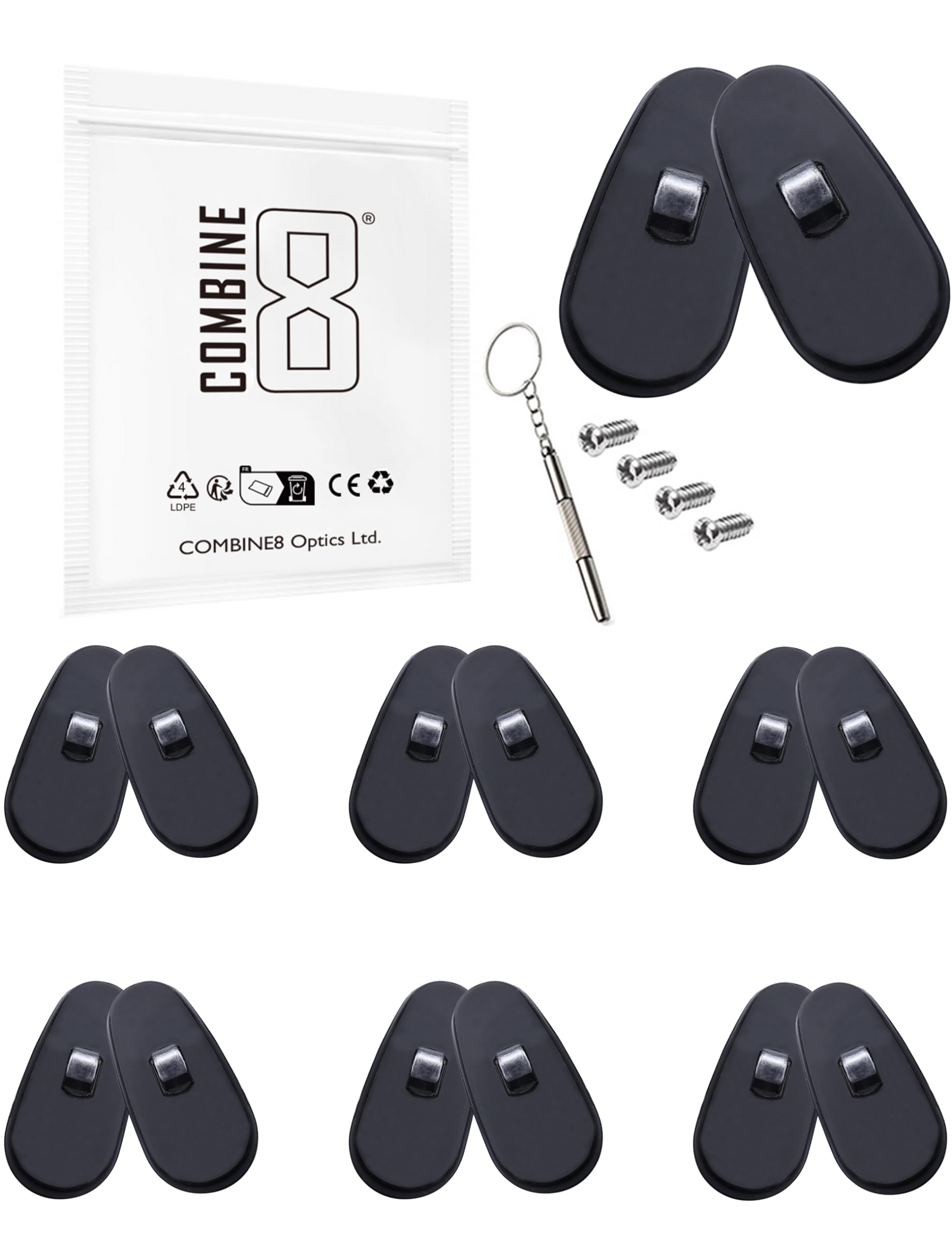 Combine8 6 pairs black silicone eyeglass nose pads