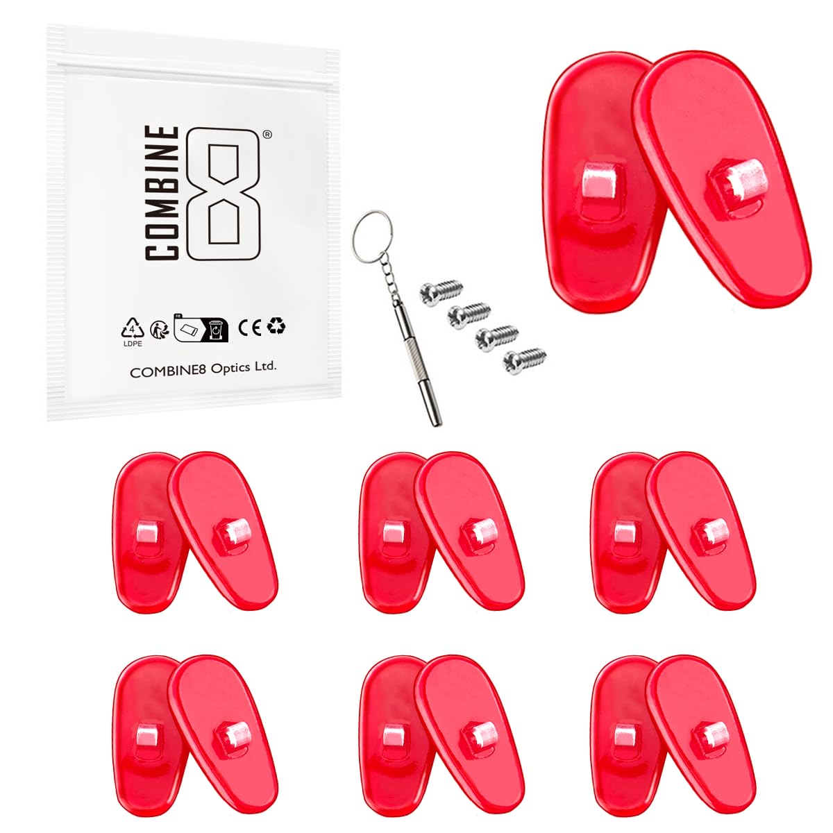 Combine8 6-pair silicone eyeglass nose pads with screwdriver and screws for Oakley sunglasses