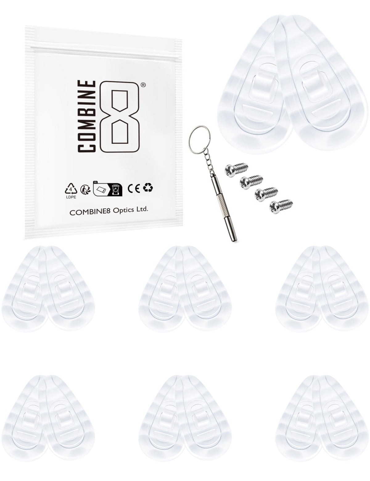 Combine8 nose pads kit – 6 clear soft silicone pads