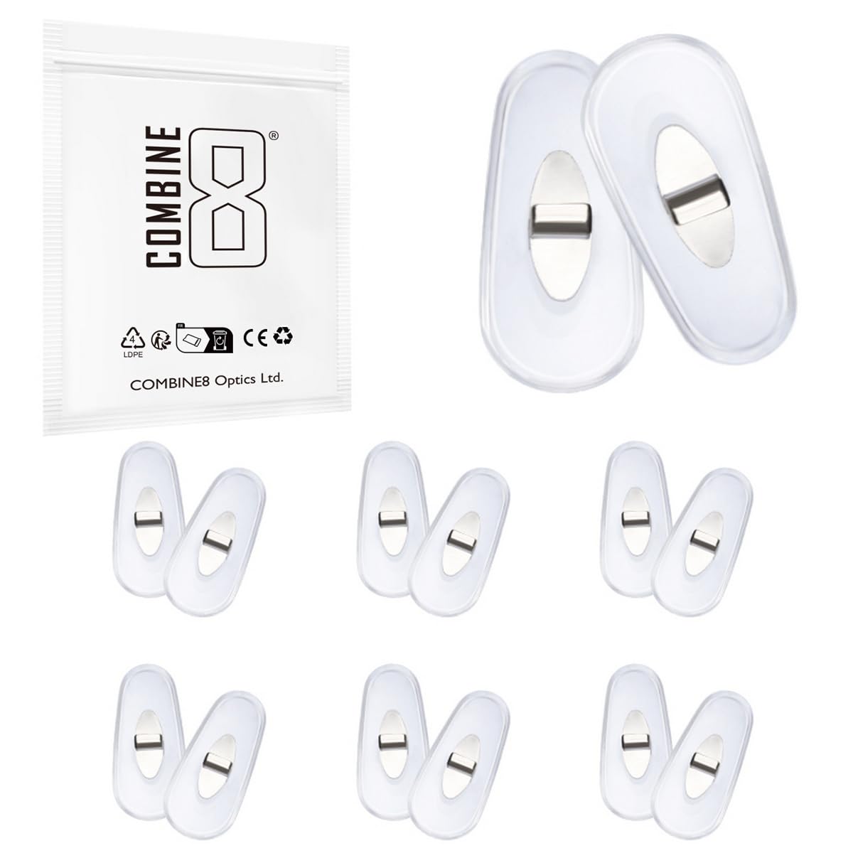 Clear silicone Ray-Ban nose pads (6-pack)