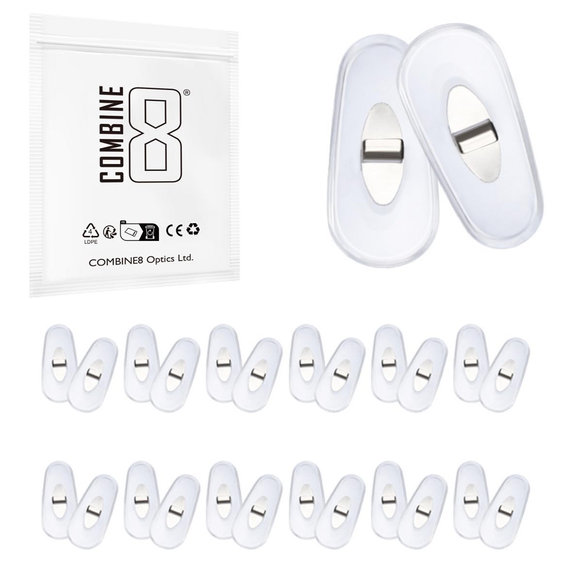 Clear soft silicone nose pads for Ray-Ban RB3604/RB7140 sunglasses - front view