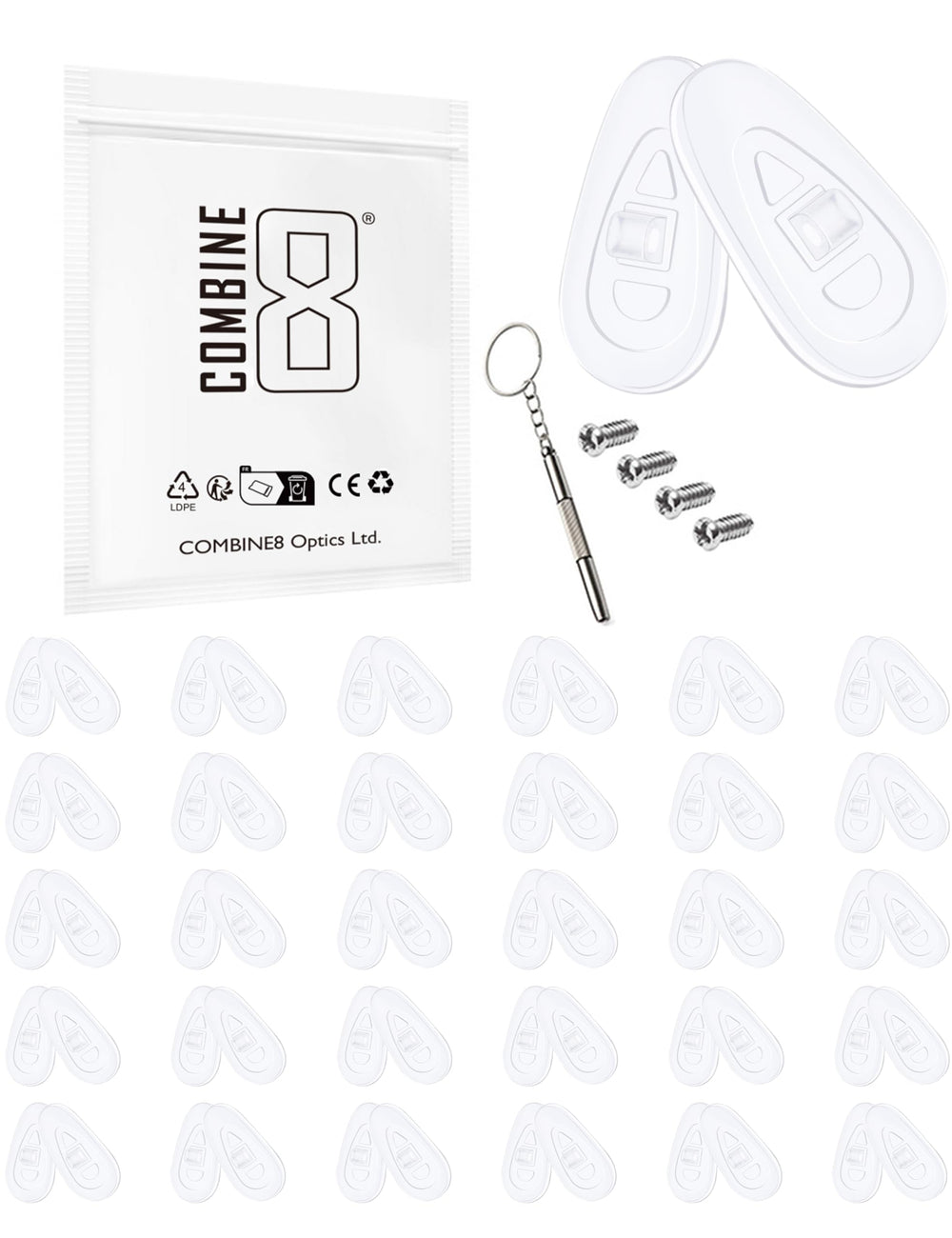 Clear soft silicone nose pads kit with 30 pairs