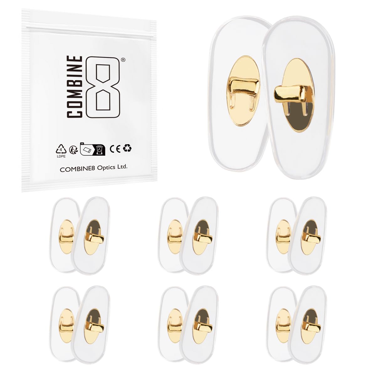 Combine8 Gold Nose Pads for Ray-Ban - front view