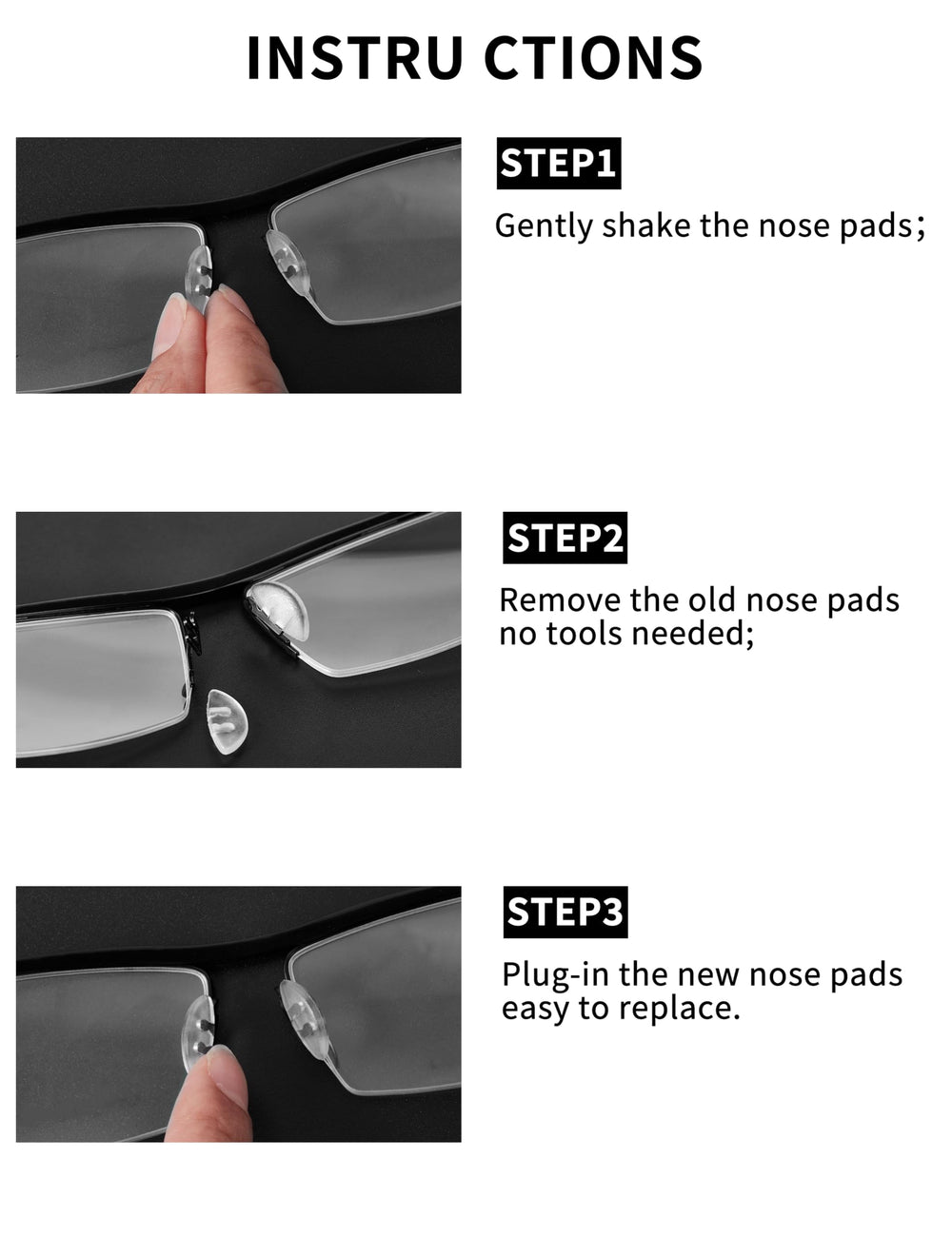 Slip-resistant silicone nose pads for glasses