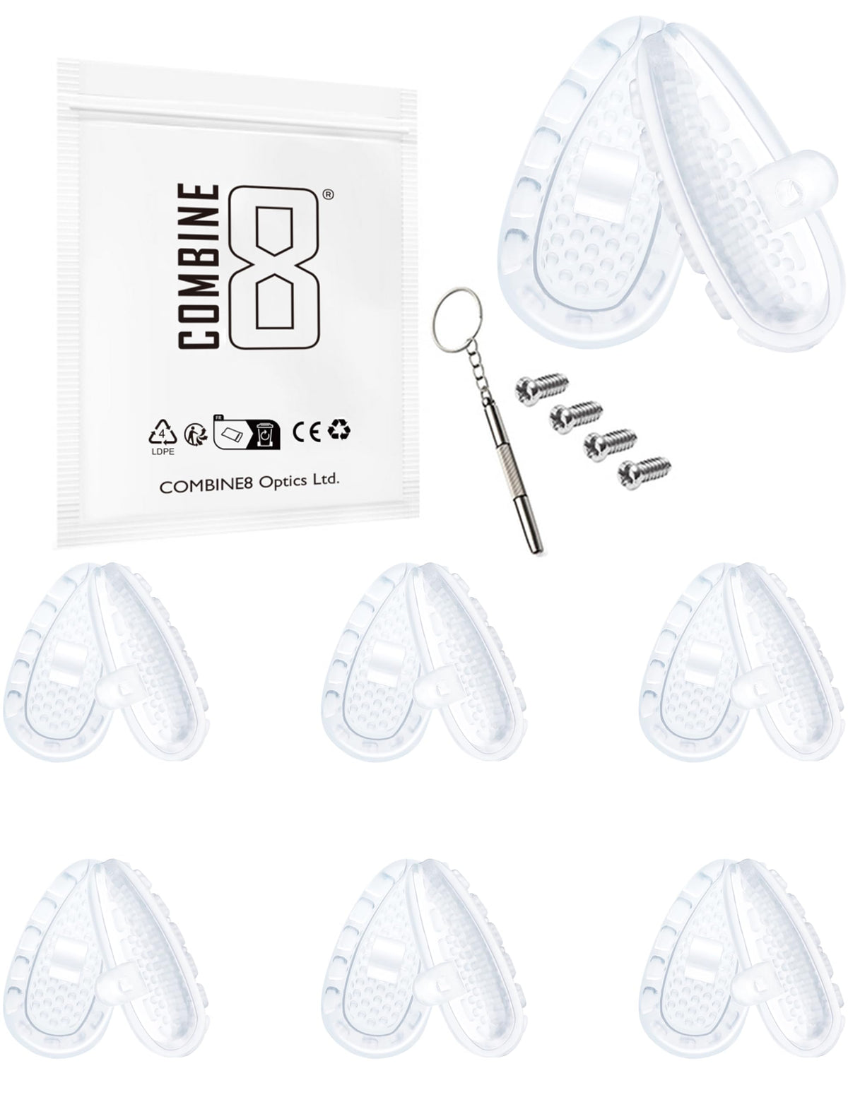 Clear silicone nose pads for glasses – 6 pairs included