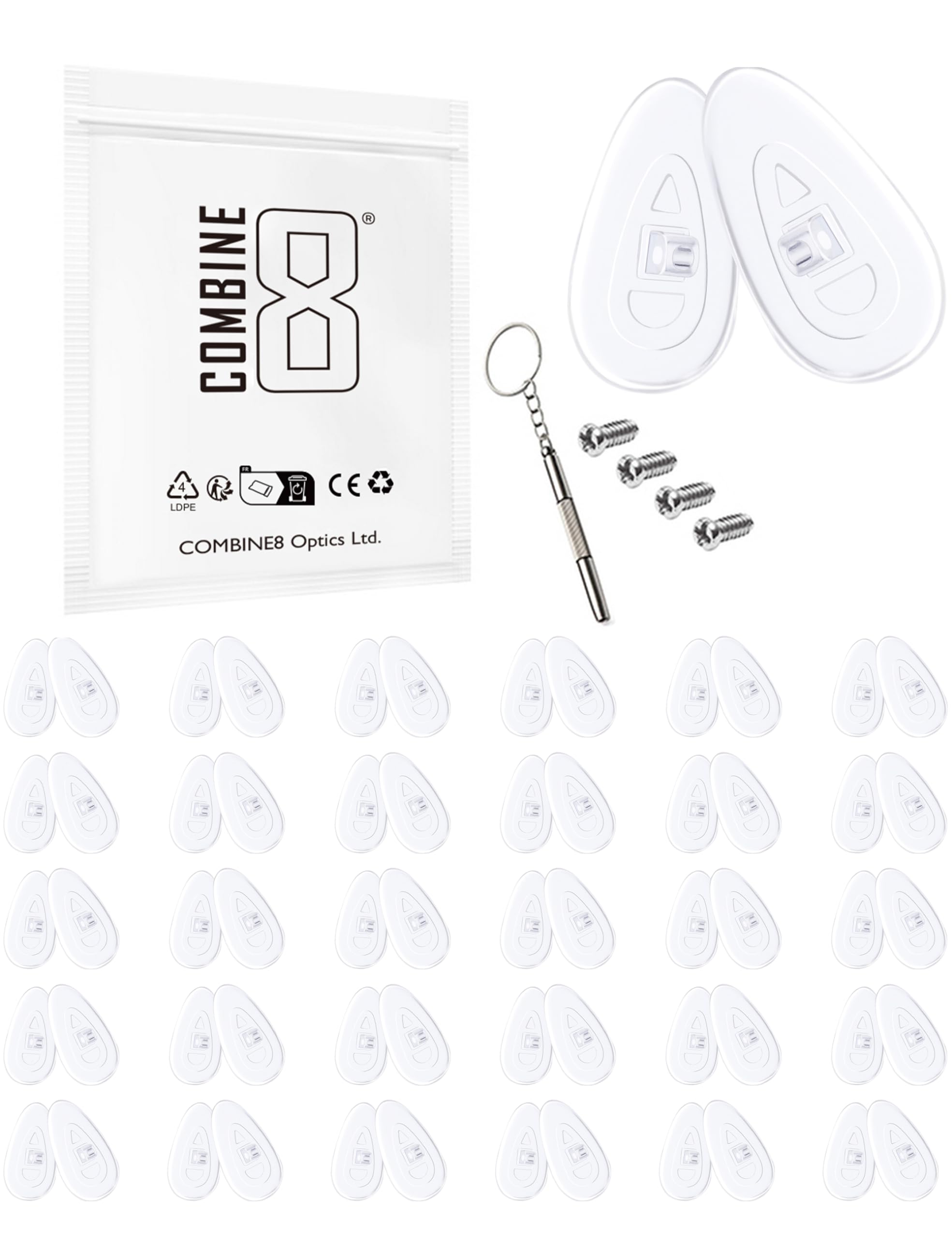 Combine8 replacement nose pads set with 30 pairs for Oakley glasses