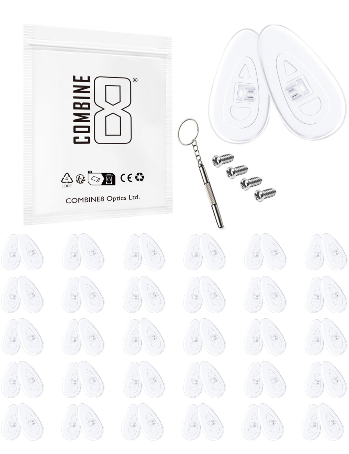 Combine8 replacement nose pads set with 30 pairs for Oakley glasses