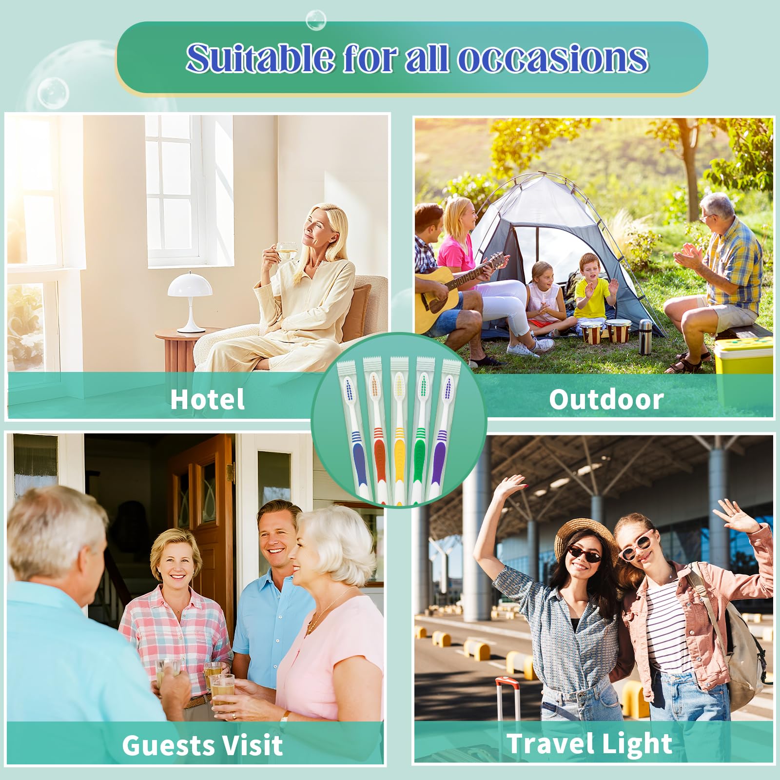 Lightweight compact bulk-pack toothbrushes for home and gifts