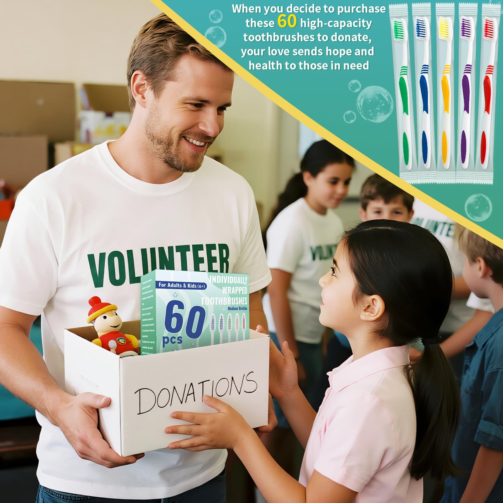 Toothbrushes for kids, adults, and the elderly with hygienic packaging