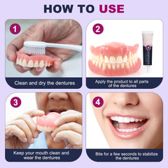 User wearing durable denture adhesive comfortably