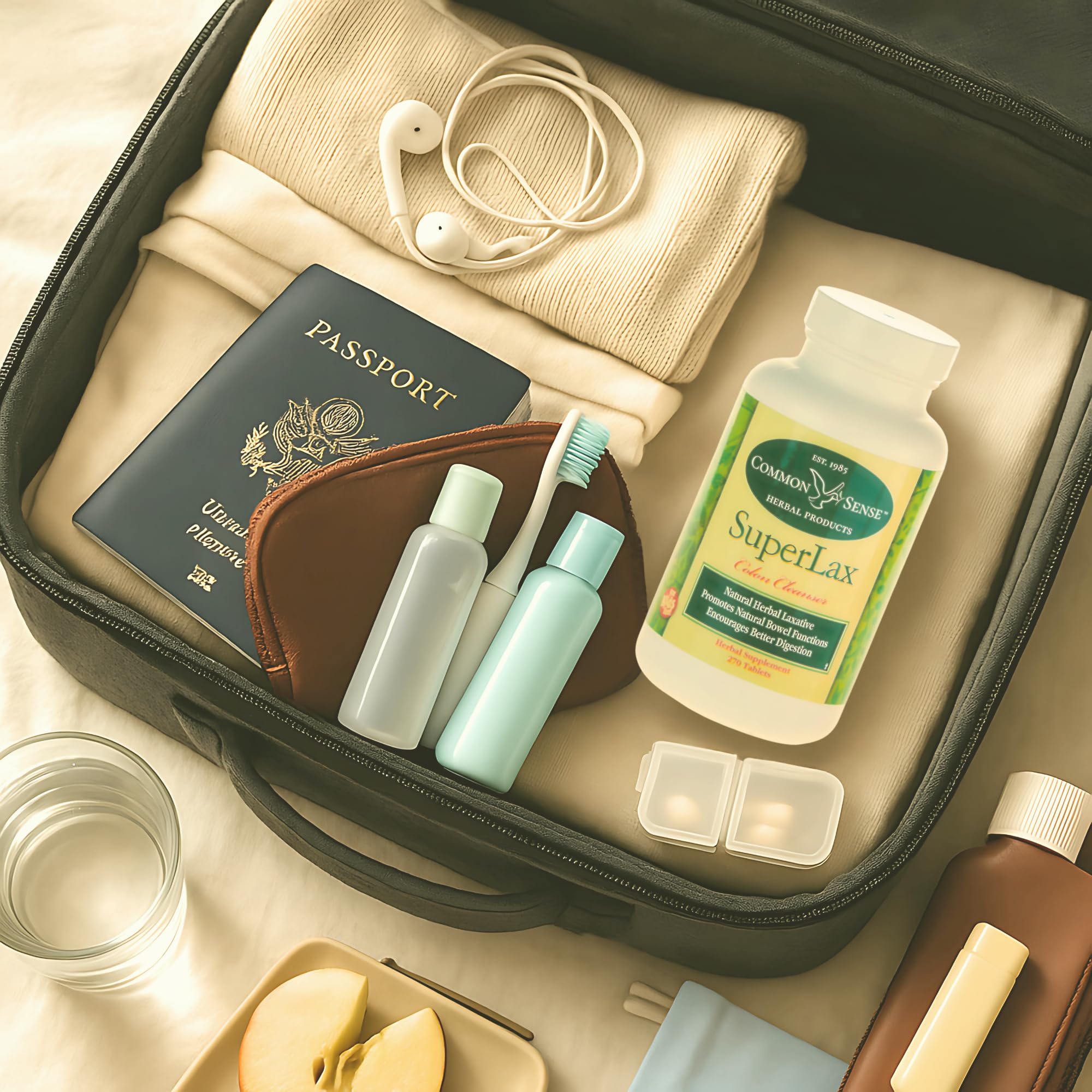 Box and bottle packaging of Common Sense SuperLax