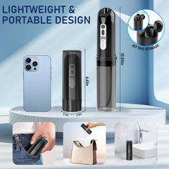 Compact folded portable oral irrigator size 6.61 x 2.16 x 2.16 inches