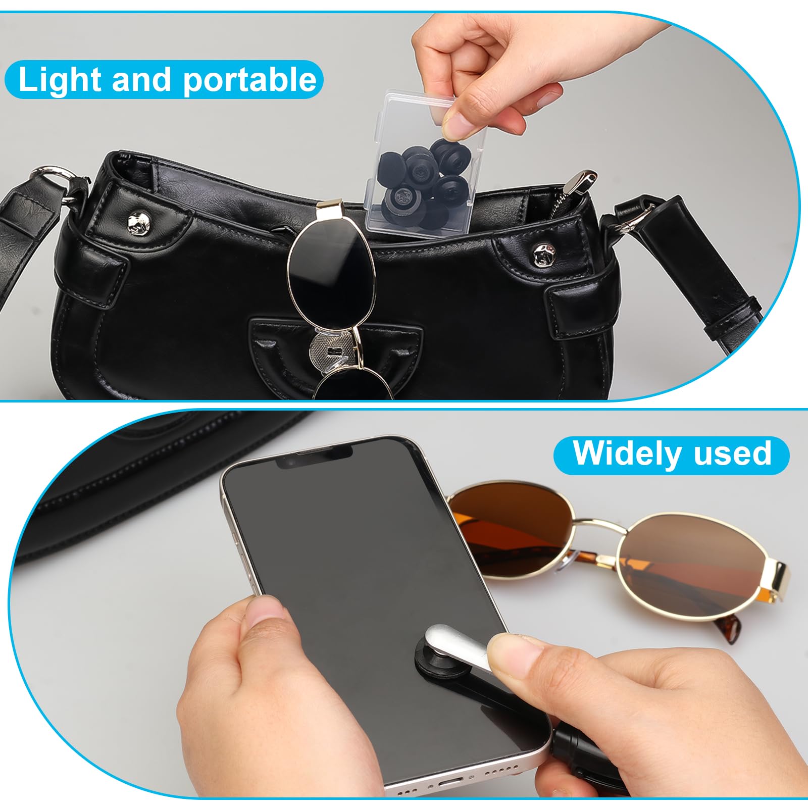 Compact plastic box packaging for eyeglass replacement pads